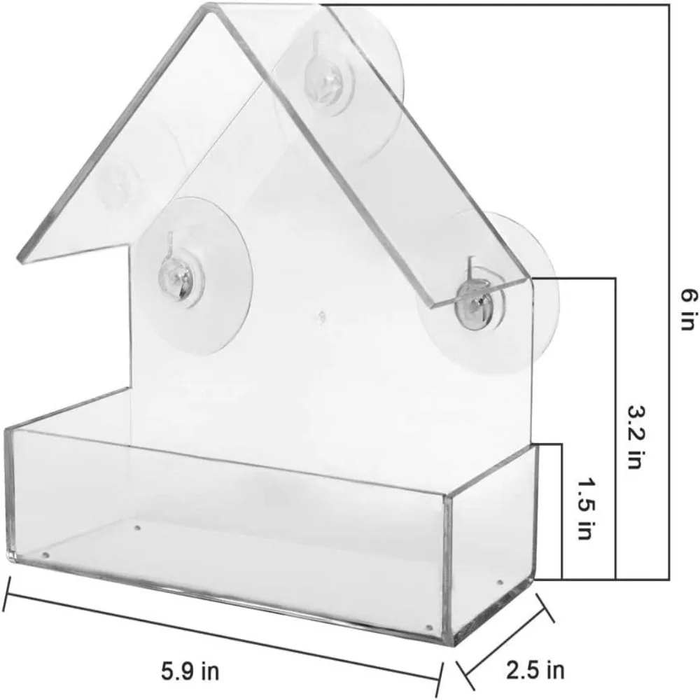 Glass Suction Cup Feeding House Acrylic Birdhouse Food Feeding Feeding Cup Birds Hanging Feeder