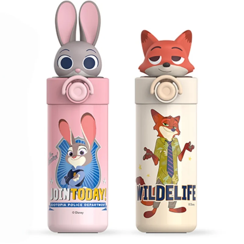 

Детская термокружка Zootopia Co-branded с Джуди и Ником, с замком, соломинкой и крышкой, из нержавеющей стали, для школьников