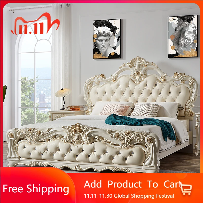 

European Design Modern Bed Double Girls Safe Queen King Size Bed Platform Sleeping Headboards Muebles Lounge Suite Furniture