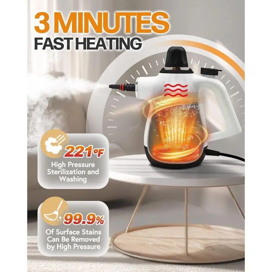 Steam Cleaner for Home, Pressurized Deep Cleaning Steamer for Cleaning for All Surfaces with 9 Accessories, Multipurpose Steam C