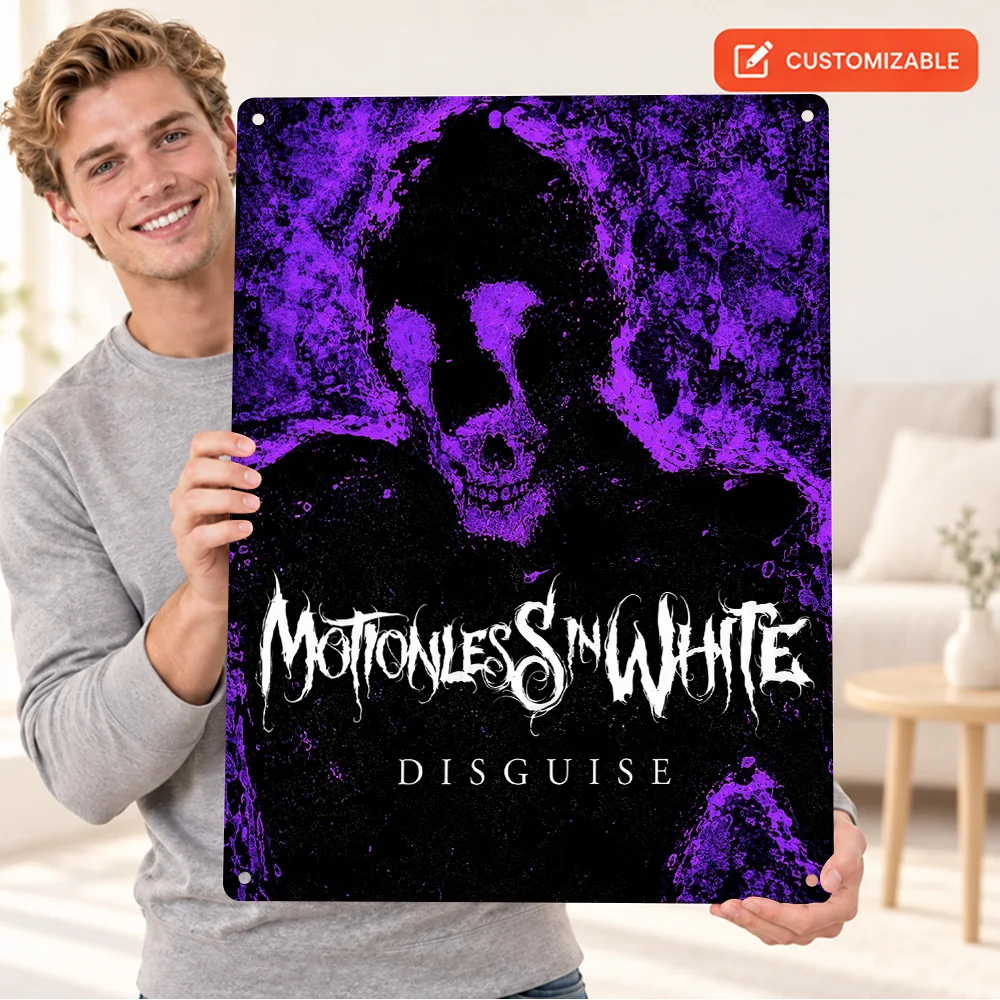 Motionless In White Disguise Aluminum Poster Personalized Metal Sign Album Tracklist Design Wall Art For Music Listening Corner
