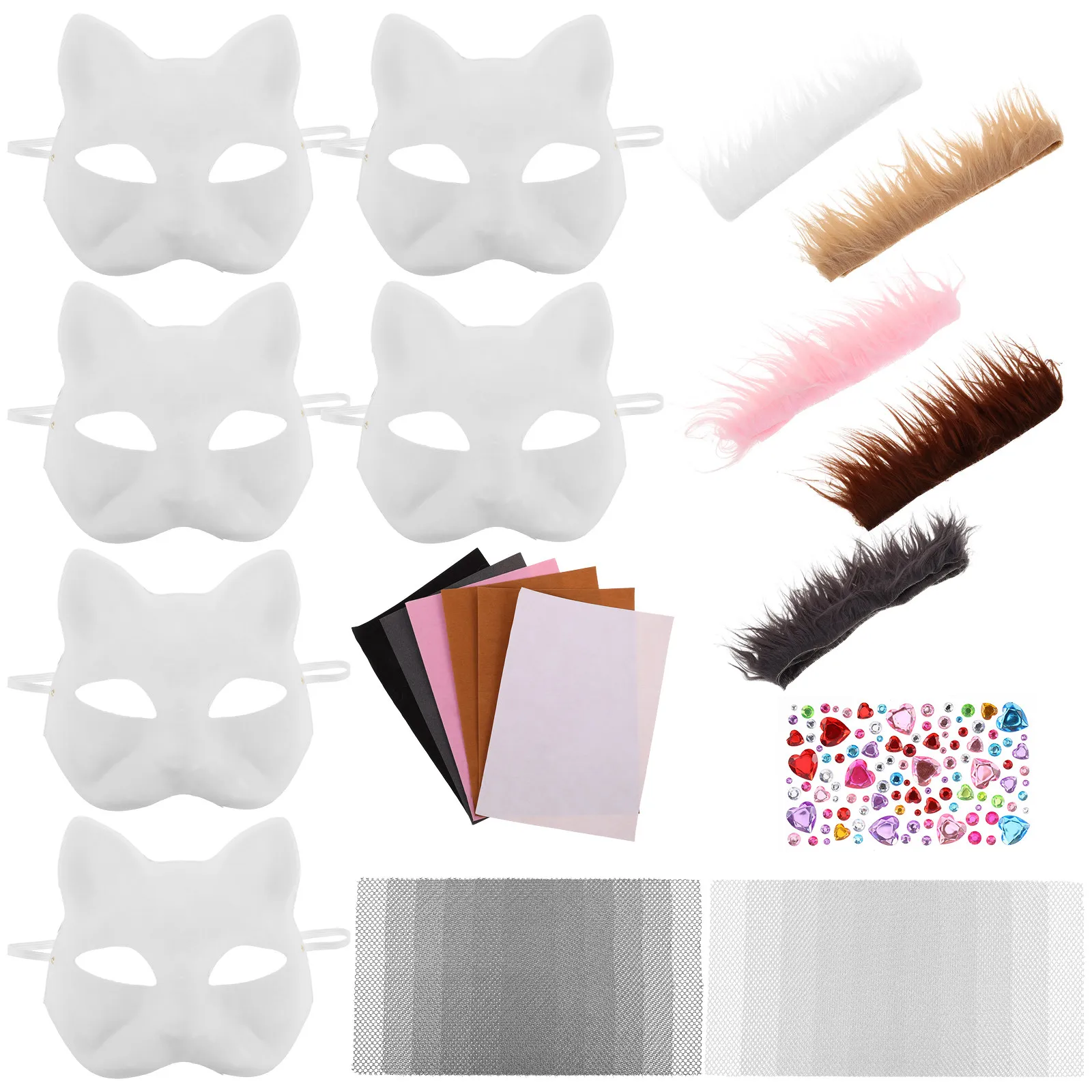 Cat Mask for Cosplay Masquerade Making Kit to Paint Blank Unpainted Masks White