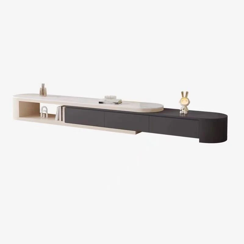

# Modern Simple Cream Wind Oval Rock Panel Tv Cabinet and Coffee Table Small Apartment Living Room Telescopic Coffee Table
