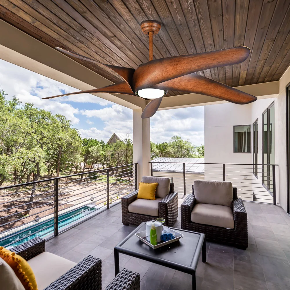 60 Inch Nordic Retro Fan Light 6-speed Frequency Conversion Positive Reverse Apartment Hotel Living Room Ceiling Fan Light