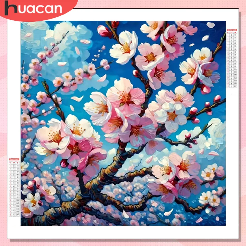 

HUACAN Diamond Paintings Plum Blossom Animal Full Kits Flower Diamond Art Mosaic Floral Picture Rhinestones