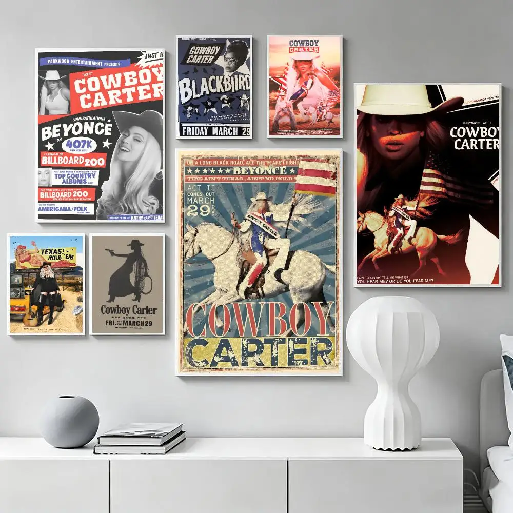 Comic Beyonce Cowboy Carter Poster HD Home Sticky Wall Waterproof Home Living Room Bar Aesthetic Decor