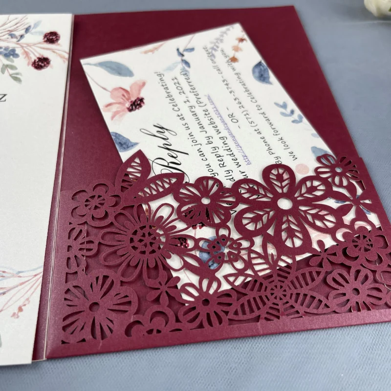Customized.2022-Fold Personalized Laser Hollow Invitation Card Invitation Card Letter Card Wedding Invitation Print
