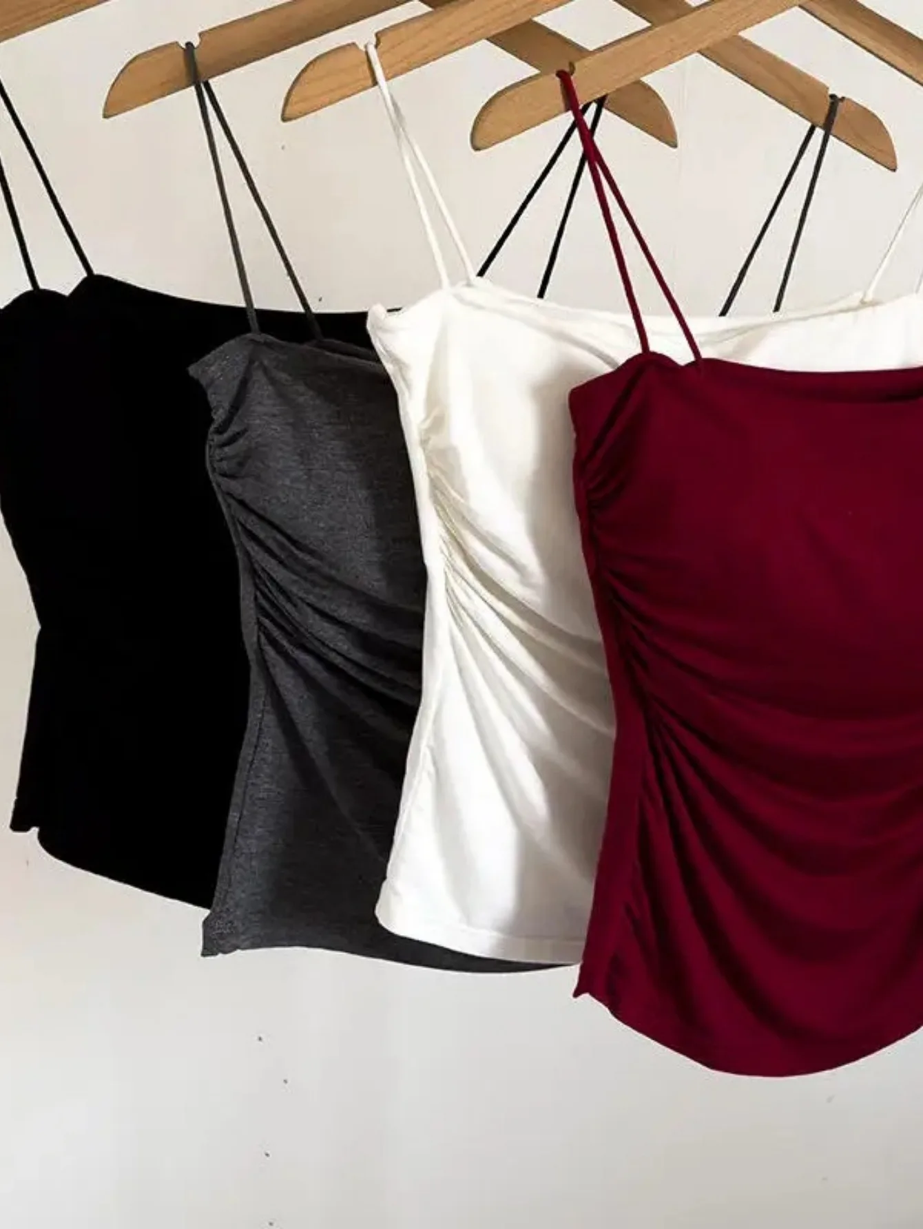 4-Pack Women's Multi-Functional Solid Color Tank Tops, Breathable Slim-Fit Yoga & Sports Style, Casual Wearable Spaghetti Strap