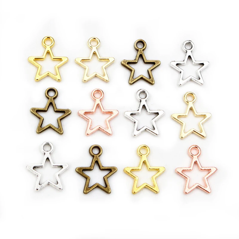 100pcs Star Charms Antique Pendant fit,Vintage Tibetan Bronze Gold Silver color,DIY Jewelry Making For Bracelet Necklace