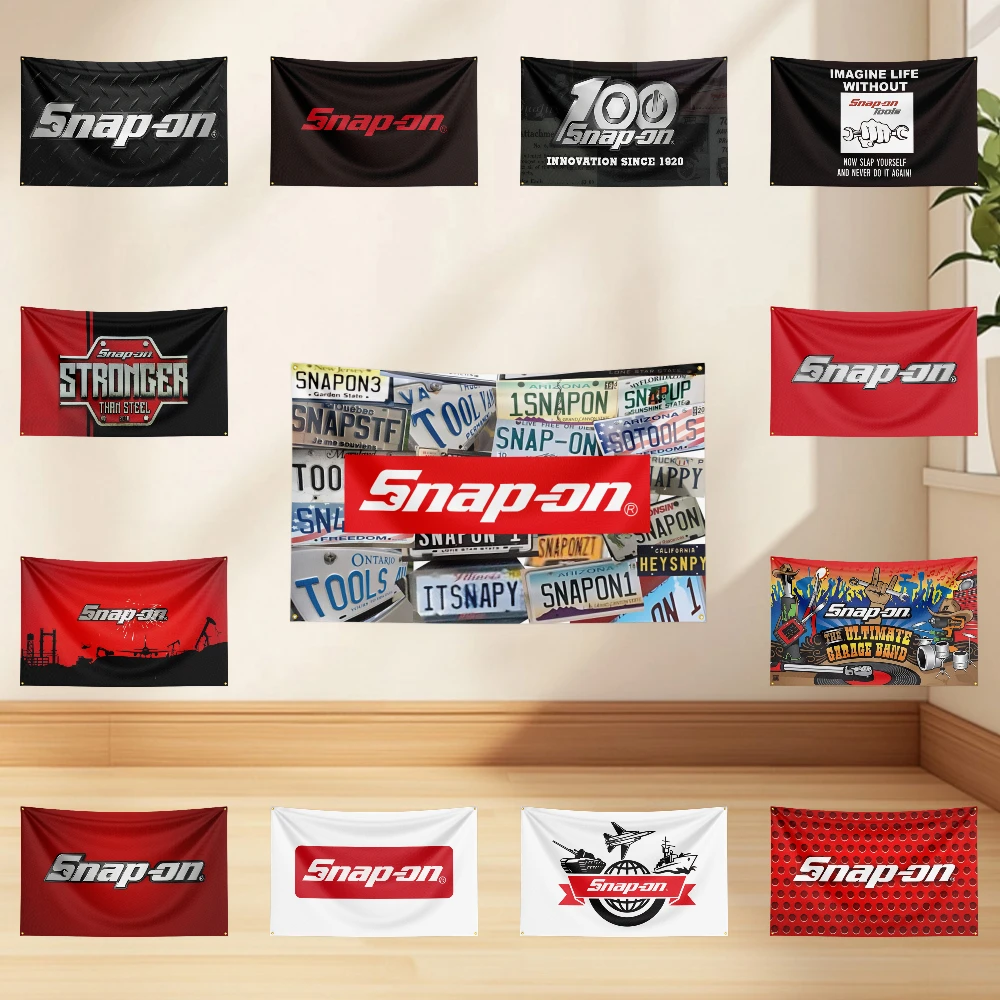 

3x5 Ft S-Snap-on Tools Flag Polyester Digital Printing Banner for Garage Wall Art Out Door Decoration With Brass Grommets