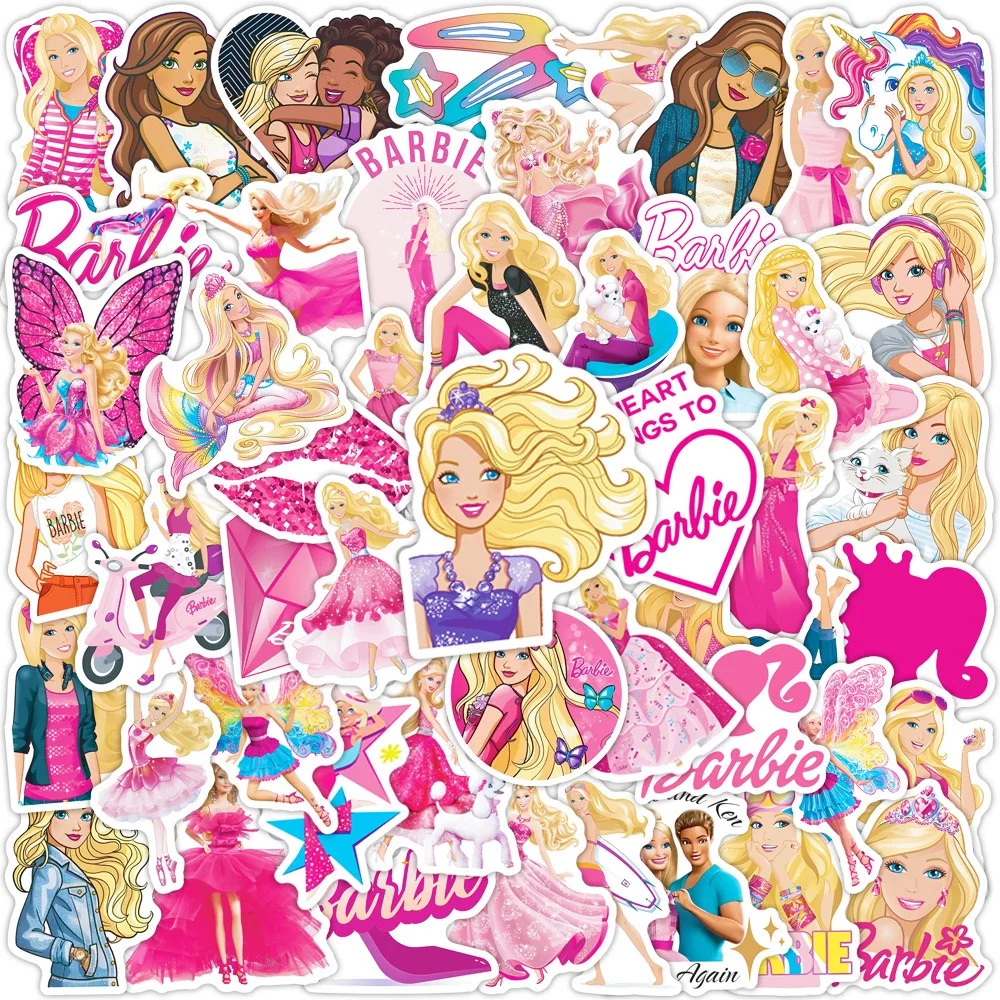 10/50pcs Cartoon Anime Barbie Princess Stickers for Scrapbooking Kawaii Decal Kids Notebook Bike Aesthetic Graffiti Sticker Toy