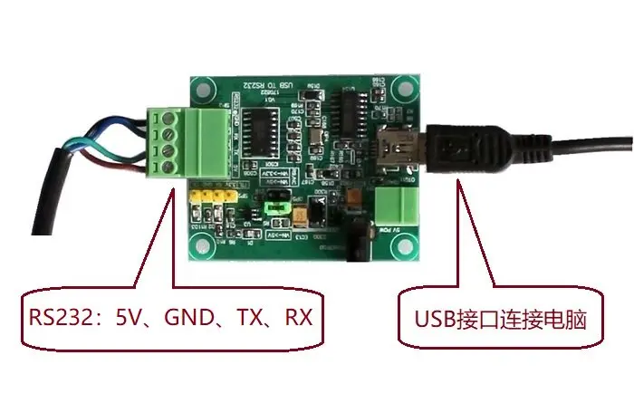 The RS232 to USB Conversion Board Facilitates Connecting RS232 Serial Devices to the Computer for Testing CH340