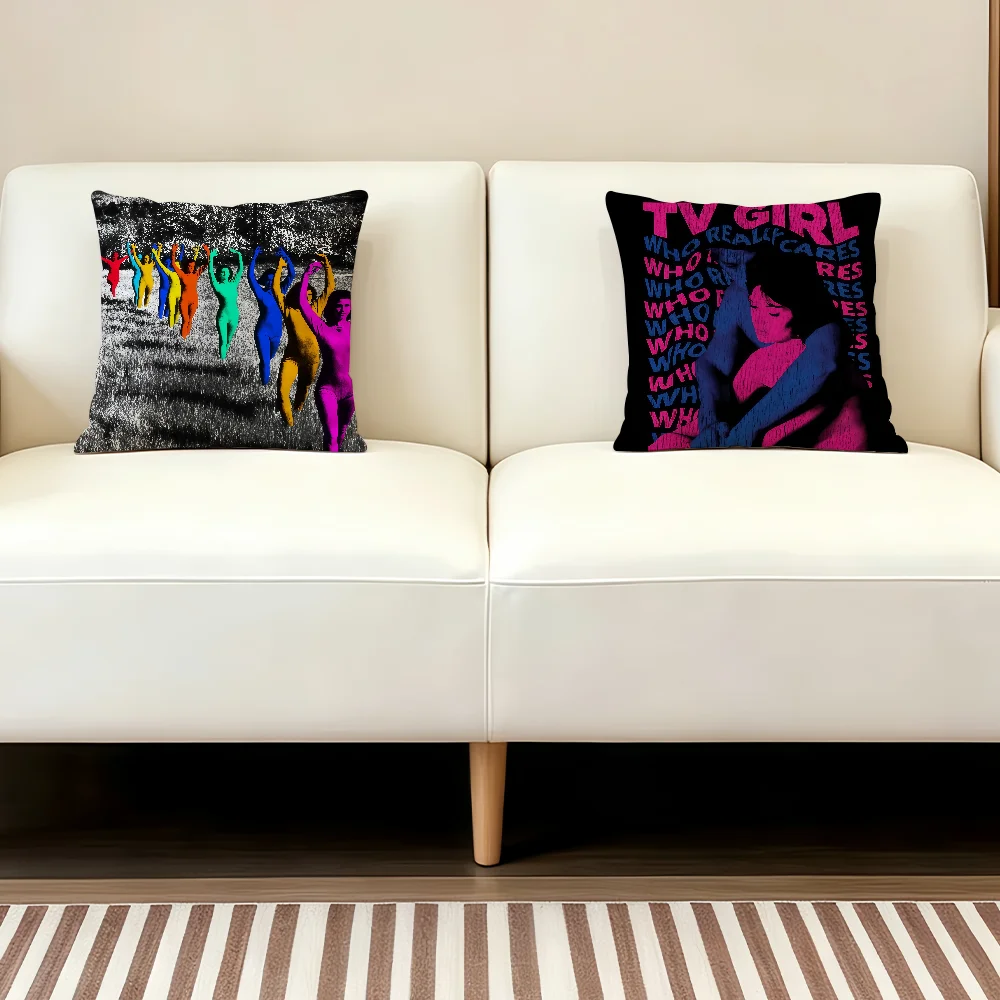POP Band T-TV Girl cushion cover Anti-dustmite Sofa Cushion Decorative Office Cover Lounge Area Indoor & Outdoor Use