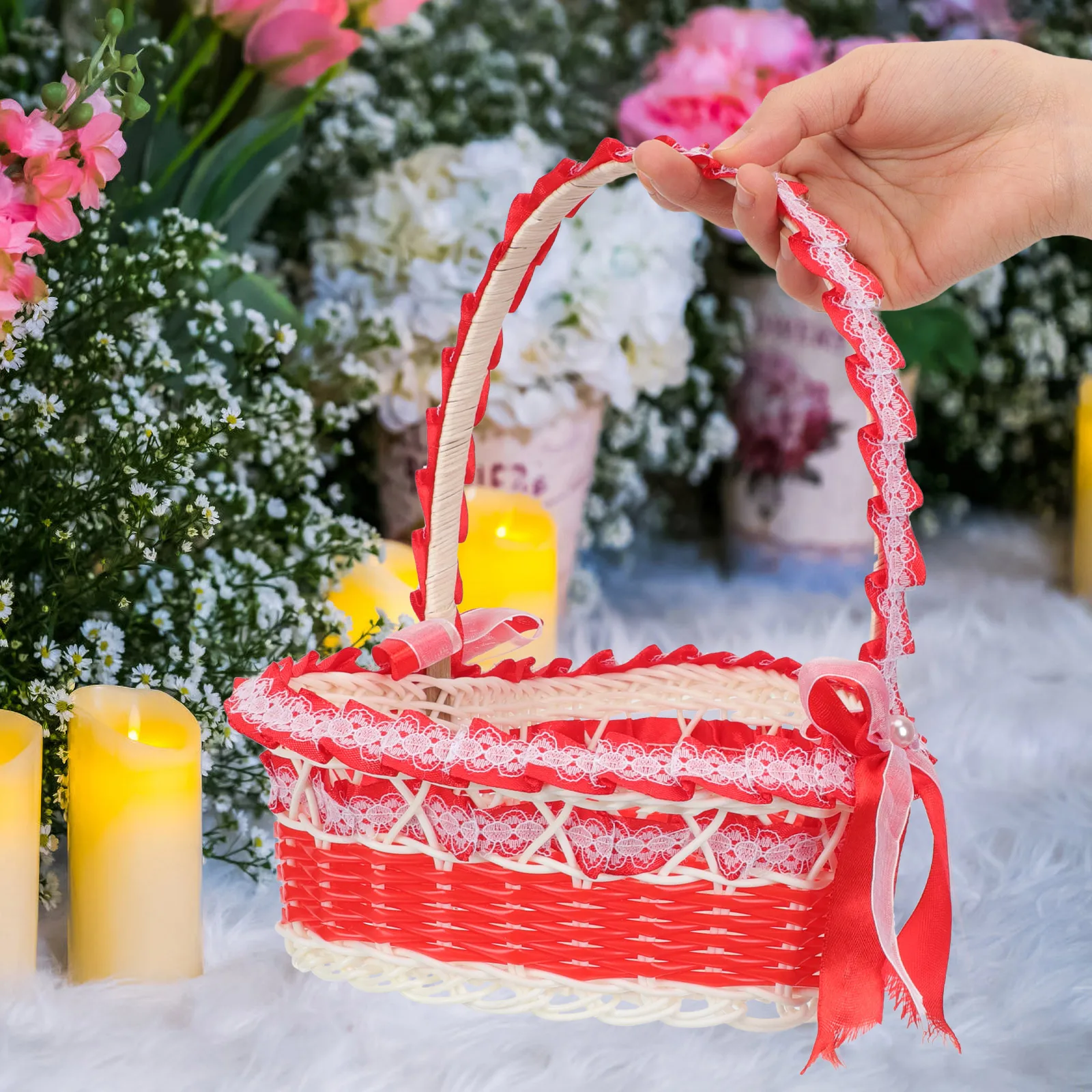 

Heart Shaped Flower Basket Wedding Rustic Rattan Baskets Bridal Decoration Flower Girl Gift for Engagement Proposal