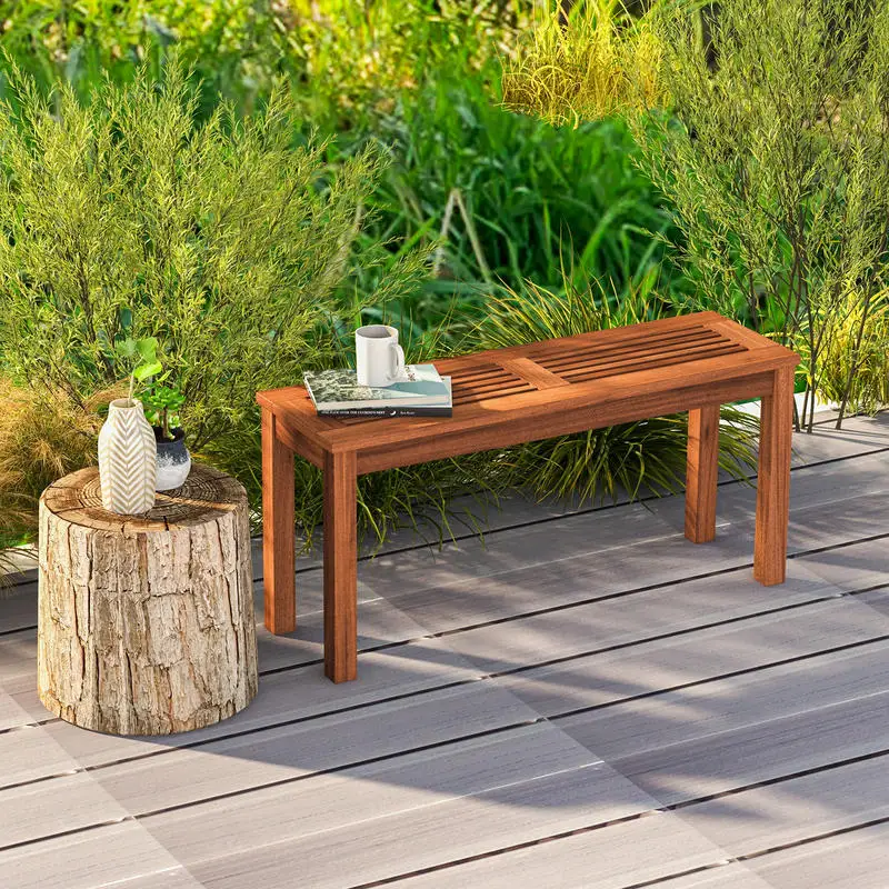 

2-Seater Patio Backless Dining Bench with Breathable Slatted Seat