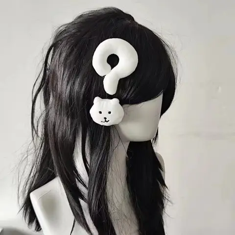 개성 재미 있은 물음표 플러시 곰 헤어 클립 크리 에이 티브 스위트 서브 컬처 머리핀 로리타 매운 소녀 Y2k 헤어 액세서리