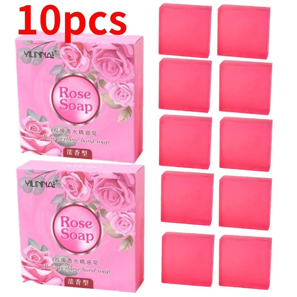 

10PCS Rose Brightening Soap Deeply Cleansing Glowing Body Rejuvenating Exfoliating Even Skin Tone Handmade Soap Dropshipping