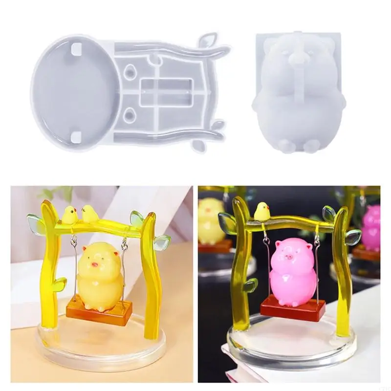 C71C 3D Piggy Silicone Moule Set Moules d'animaux porc pour l'artisanat DIY Décorations voitures à maison