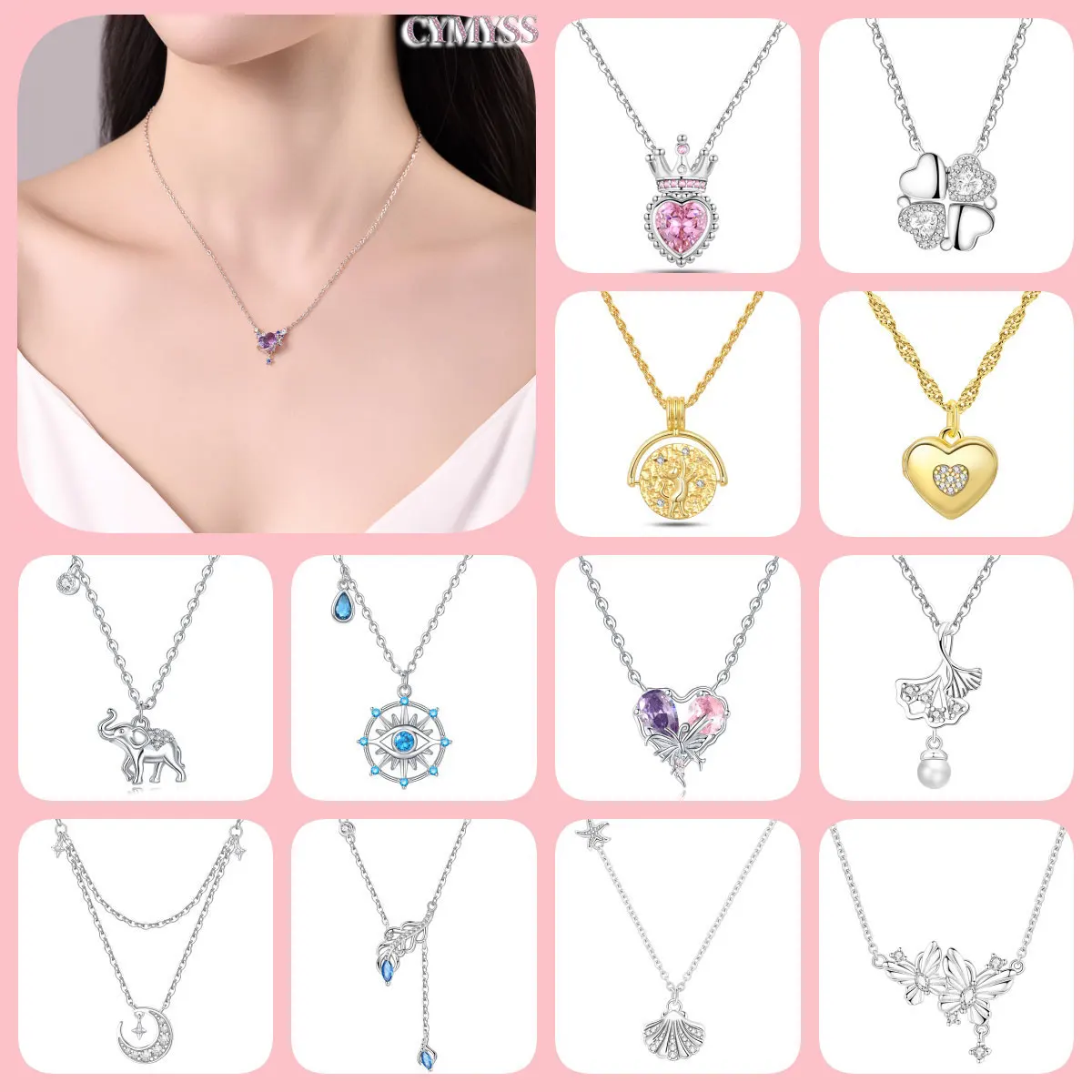 2026 Original 925 Sterling Silver Planet Necklace Love Heart Zircon Inlaid Romantic Fashion Fine Jewelry Party Gifts for Women