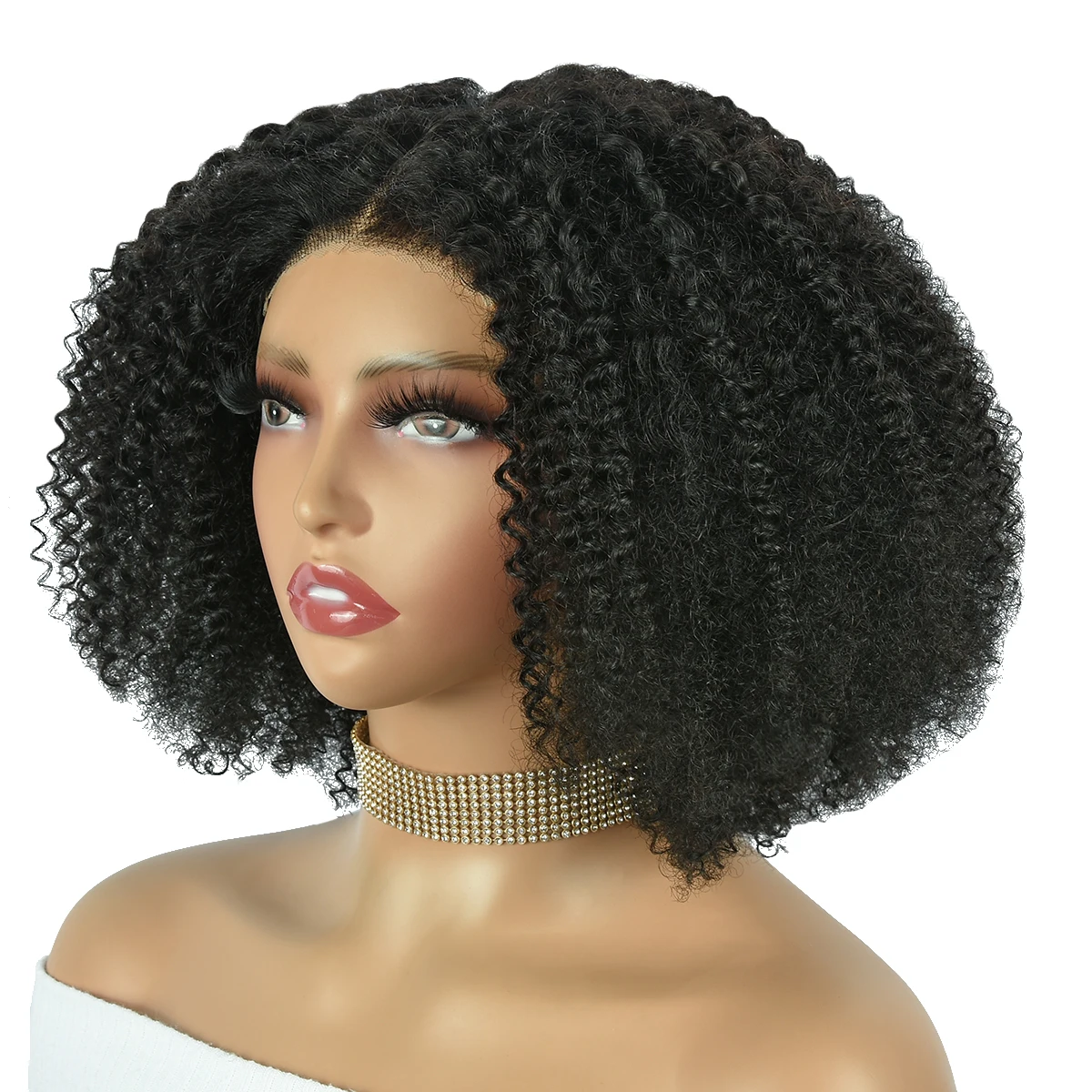 Miss Rola Kinky Curly Lace Closure Wigs Short BOB 4x4 Lace Wigs For Woman Remy Natural Color 4x4 Lace BOB Wigs Pre Plucked