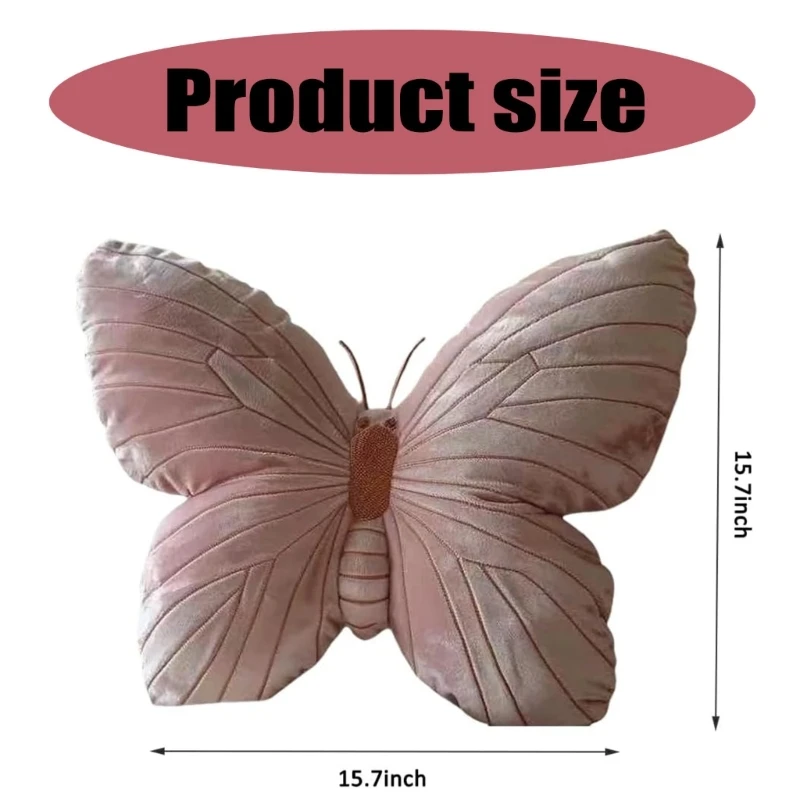 Travesseiro pelúcia forma borboleta, almofada assento pelúcia para decorações casa, adorável para