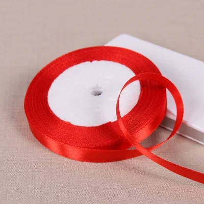 (25 Yards/roll) 6/10/15/20/25/40/50mm Red Color Single Face Satin Ribbon DIY Gift Wrapping Christmas Ribbons