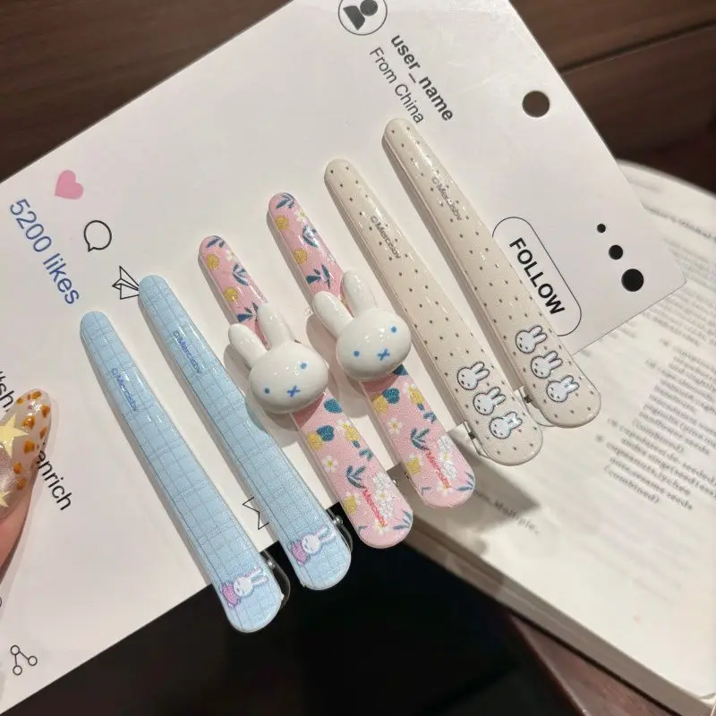 

Miffy Cute Cartoon Girli Heart Duckbill Clip 3Pcs Set Rabbit Student Bangs Side Hair Clip Kawaii Sweet Hair Accessory Gift Toys
