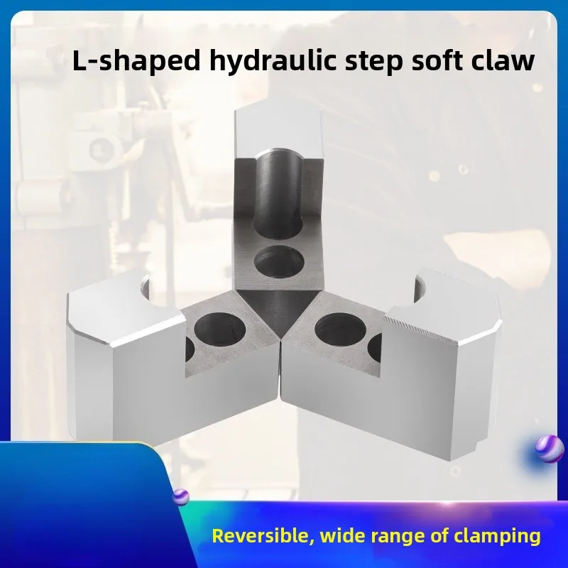 Hydraulic 3-jaw chuck L-type step heightened soft jaws 6/8/10 inch 120° pointed angle inner support