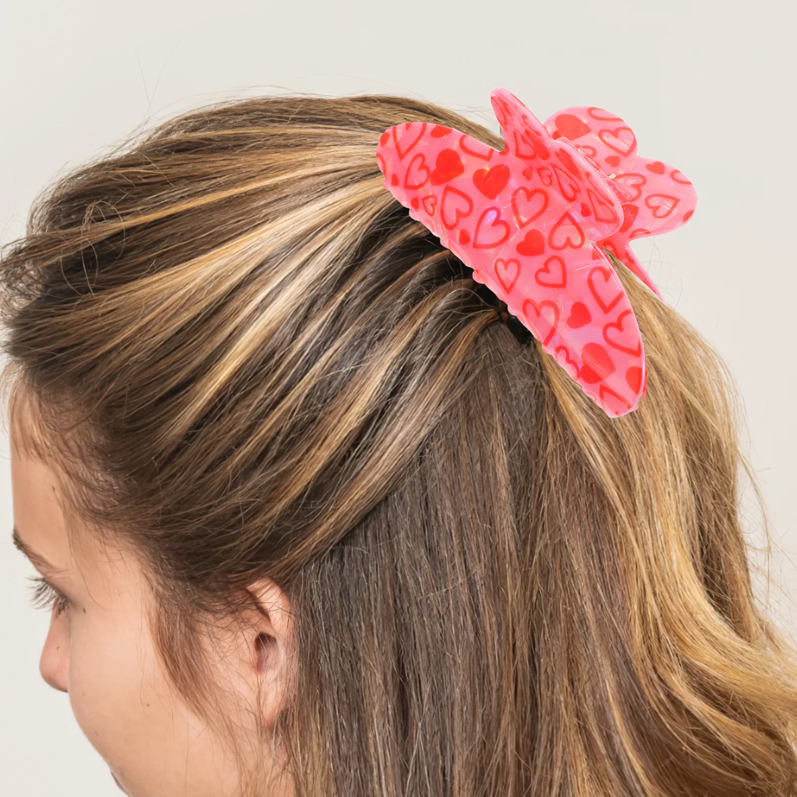

Heart Shaped Acrylic Hair Claw Clip Large Size Secure Hold Fancy Hair Clips for Women Girls Cute Valentine Gift Style Updo