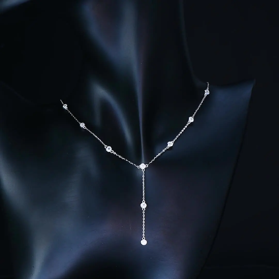 TBCYD 3MM 1.1CT D Kolor Moissanite Łańcuch Naszyjniki Dla Kobiet S925 Srebrny Łańcuch Sweter W Kształcie Y Choker Impreza Drobna Biżuteria Prezenty — zdjęcie 3