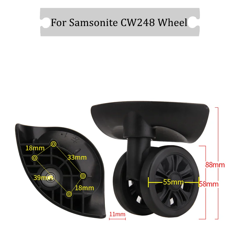 Adequado para samsonite cw248 roda universal roda silenciosa bagagem rodas anti-desgaste rodas substituíveis rodas de rotação flexível