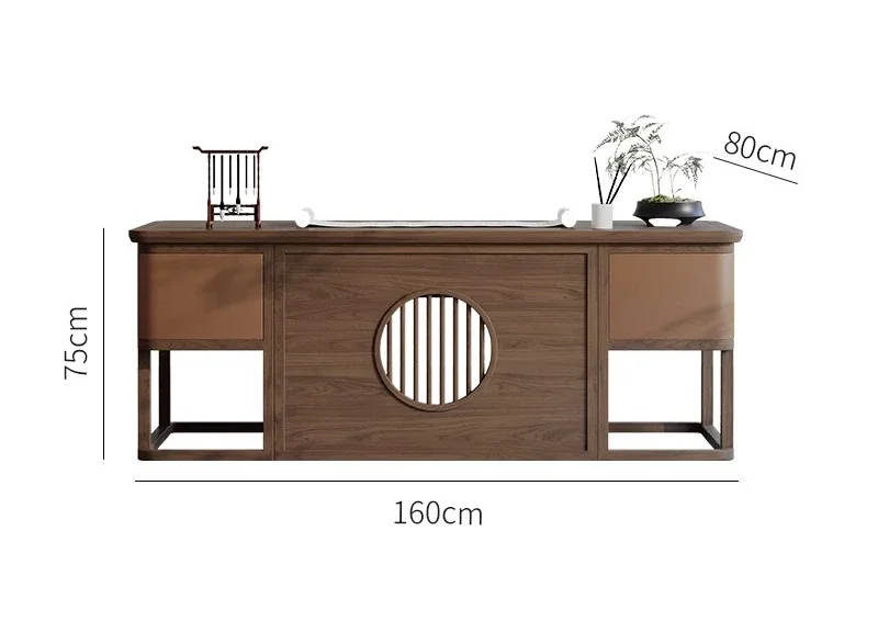 

New Chinese-style living room large solid wood study desk North American black walnut light luxury modern calligraphy table2936