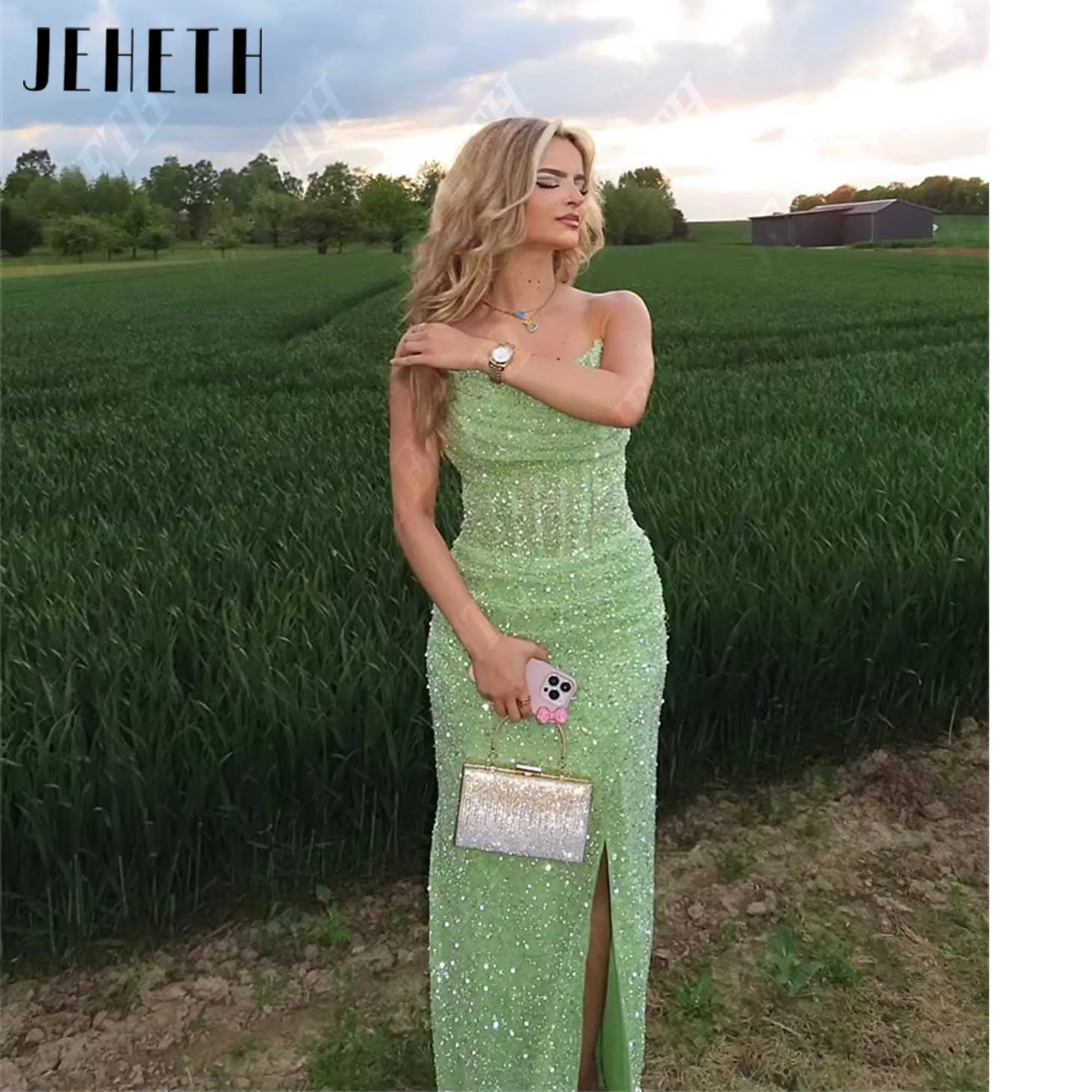JEHETH – robe de soirée de forme sirène, élégante, longue, brillante, sans manches, robe de bal, personnalisée, 2025JEHETH sirène élégante robes de soirée robes formelles de fête pour les femmes longue robe de bal sans