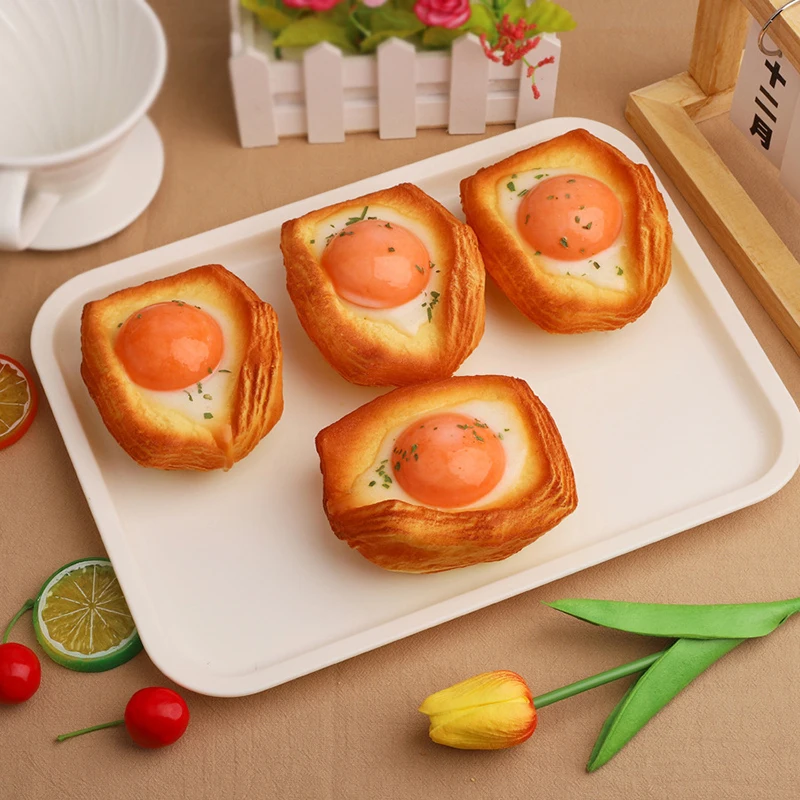 Crispy Fried Egg Simulated Bread Stress Relief Toy Anti-stress Slow Rising Squeeze Toy Soft PU Slow Rebound Toy Birthday Gift