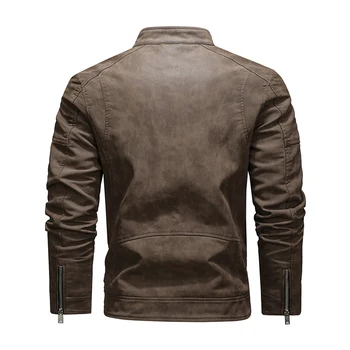 2025 Fashion Leather Jacket Men Winter Fleece Warm Zipper Motorcycle Coats Mens Fashion New Biker PU Jackets Slim Overcoat 4