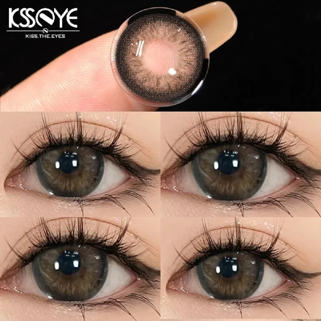 KSSEYE 2pcs Myopic Contact Lenses Color Contact Lenses Contact Lenses With Diopter Natural Grey Black Brown Lens High Quality
