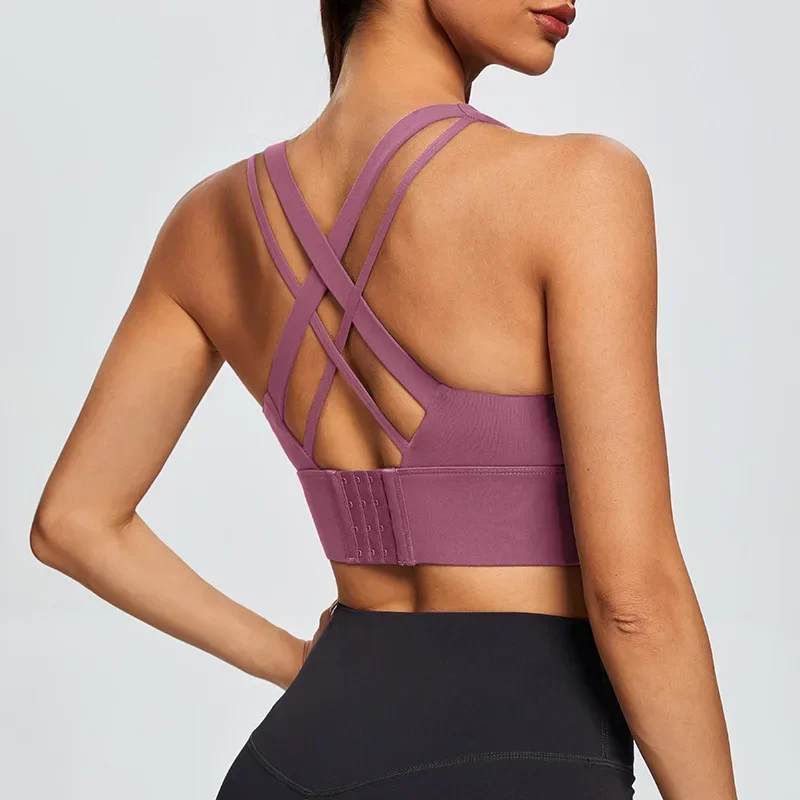 

Women Big Size Cross Back Fitness Sport Bra High Strength Tight Top Comprehensive Training Gym Yoga Underwear with Chest Pad