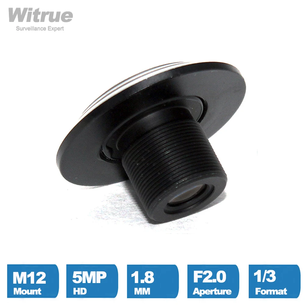 Witrue-lente ojo de pez de 5 megapíxeles, 1,8mm, F2.0, 1/3 pulgadas, formato de 170 grados, montaje M12 para cámara de seguridad CCTV