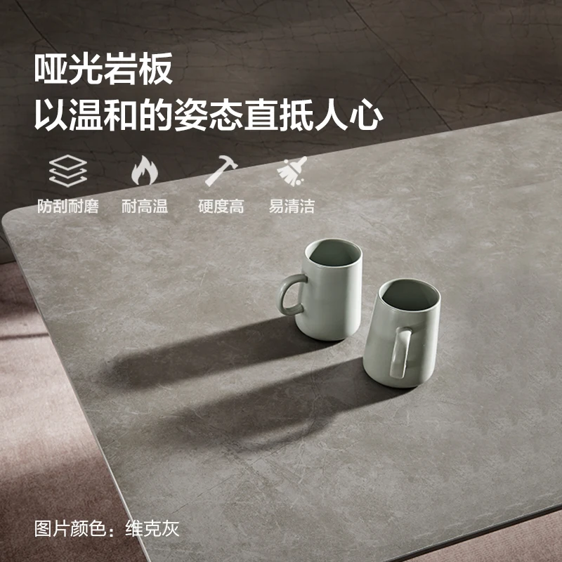 Grey matte slate  minimalist dining table and chair combination modern