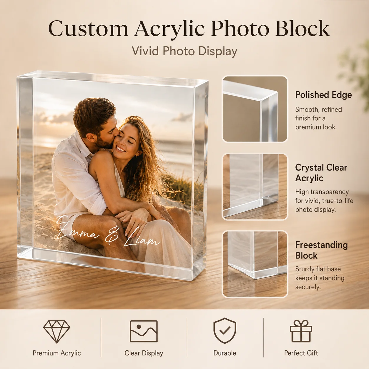 1PC Custom Acrylic Photo Block - Photo Acrylic Block 评论和价格