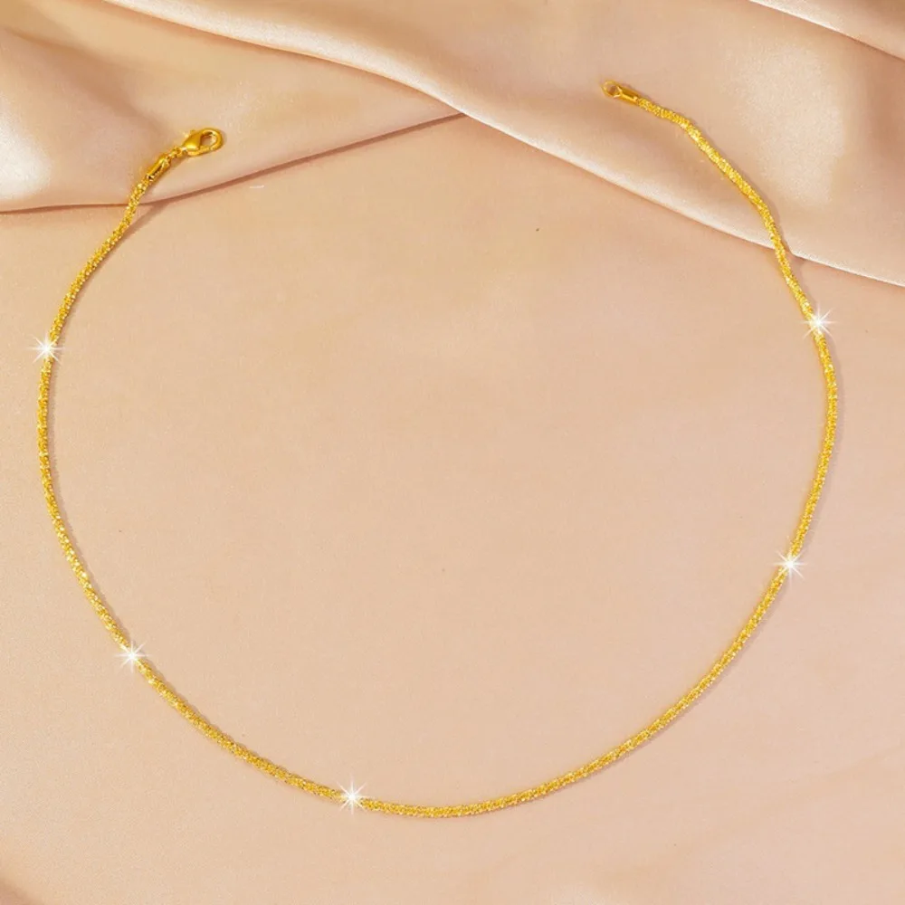Light luxury super flash sparkling star necklace small naked chain element chain collarbone chain 9999gold