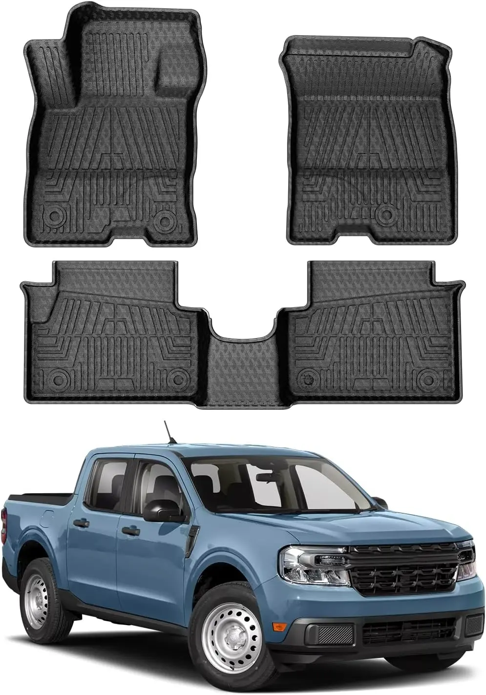 

Custom Fit Floor Mats for Ford Maverick 2026-2022 Hybrid Models, All Weather Liners Black Set