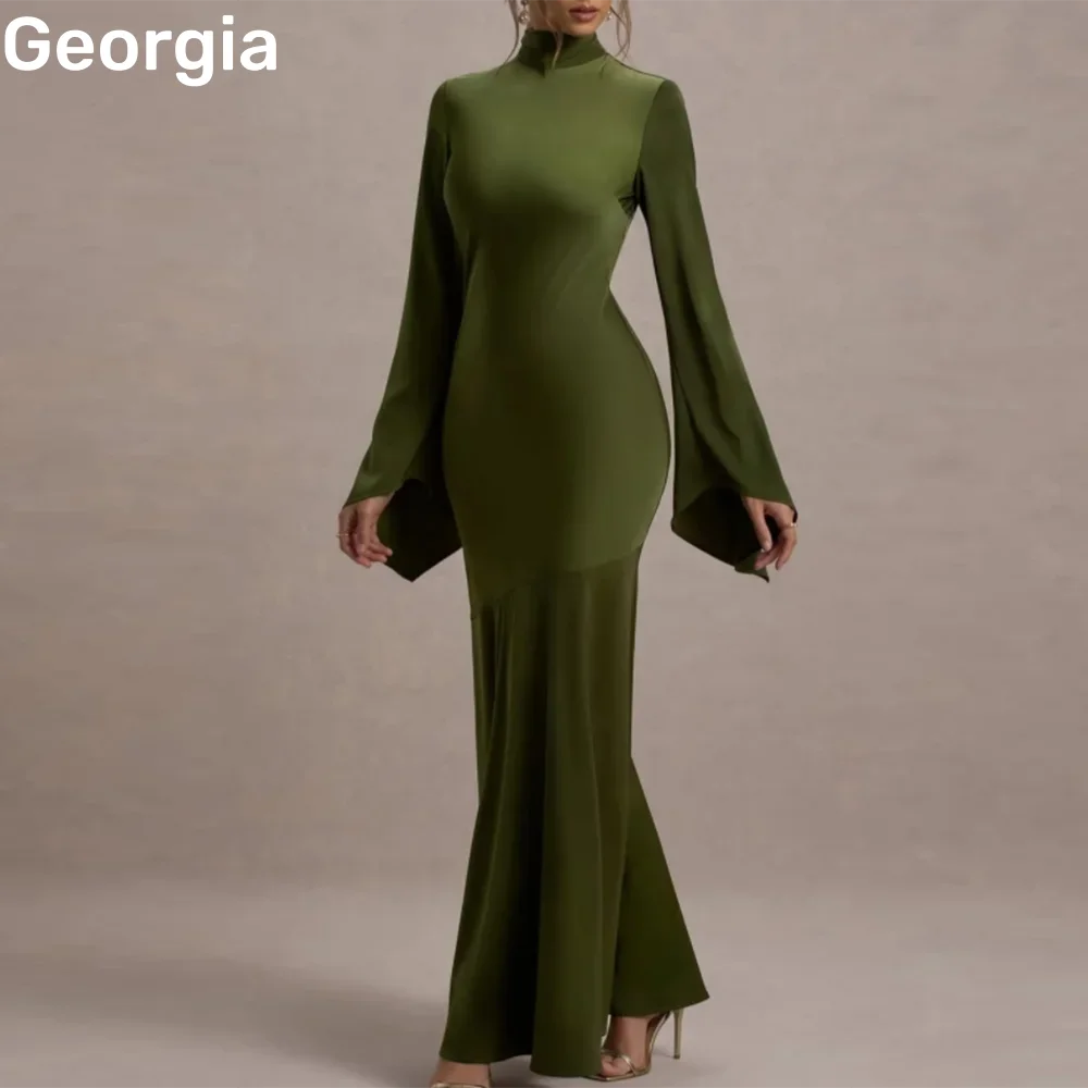 

Вечерние платья Русалка с овальным вырезом длиной до пола, женское элегантное роскошное платье на молнии с длинными рукавами, роскошные платья на день рождения