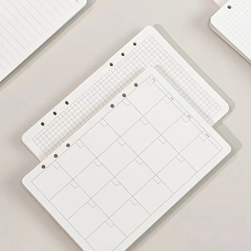 A5 A6 C6 A7 6 Holes Inner Paper Core Binder Notebook refilling Inner Papers line,grid,blank,dottes,todo list,Weekly Monthly Plan