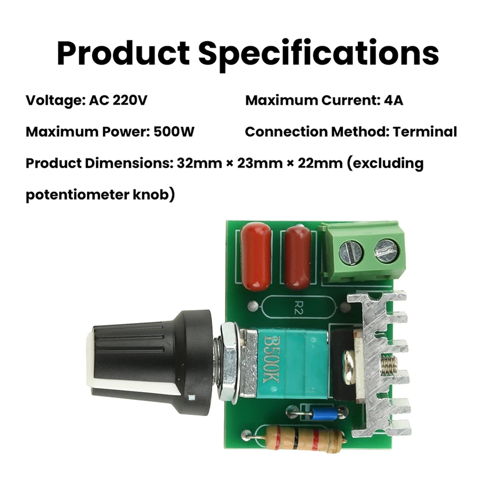 500W Electric Furnace Fan Speed Controller AC 220V Dimming Temperature and Voltage Regulating