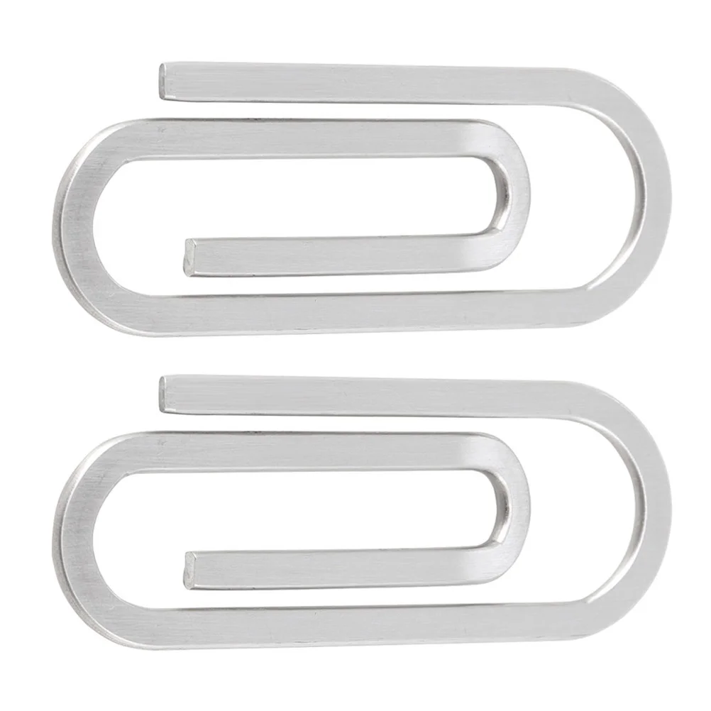 2 Pcs Two Paper Clip Clips Creative Standard Money Fixing Clamp Office Slim Wallet