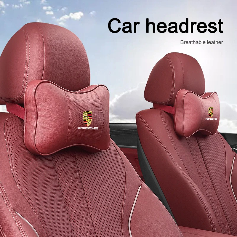 Car Emblems Seat Headrest Neck Pillow For Porsche 911 918-Spyder 928 944 968 Boxster Carrera-GT Cayenne Macan Panamera Accessory