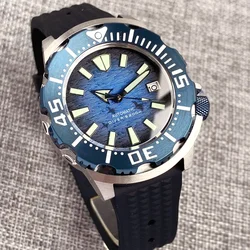 NEW Tandorio Monster  42mm Watches 20ATM Waterproof NH36A Diving Automatic Men Blue Bezel Sapphire Luminous Rubber Strap New