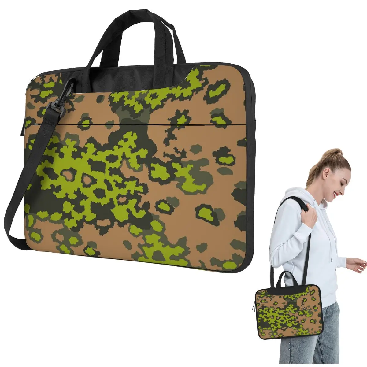 Splintertarn German WW2 Camouflage Army Military Camo Crossbody Laptop Bag Case  13 14 15.6 Inch Notebook Pouch for Lenovo