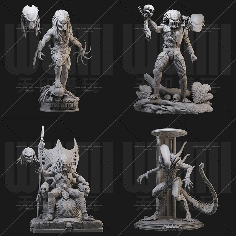 

1/24 1/18 Scale Iron Blood Warrior Elder Throne Lone Wolf Yuanzu Hunter DIY Self-assembled GK 3D Resin Un-panited White Doll